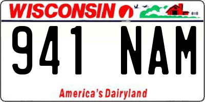 WI license plate 941NAM