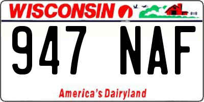 WI license plate 947NAF