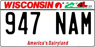 WI license plate 947NAM