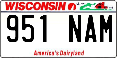 WI license plate 951NAM