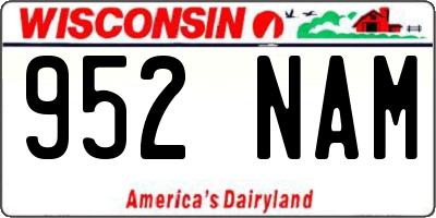 WI license plate 952NAM