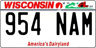 WI license plate 954NAM