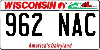 WI license plate 962NAC