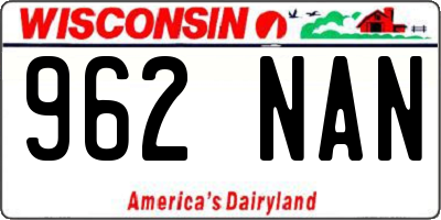 WI license plate 962NAN