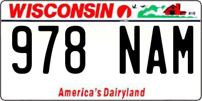 WI license plate 978NAM