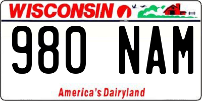 WI license plate 980NAM