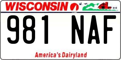 WI license plate 981NAF