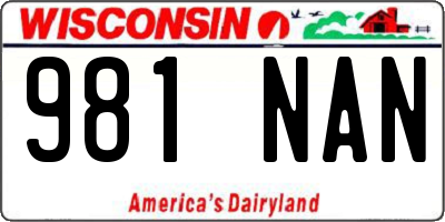 WI license plate 981NAN