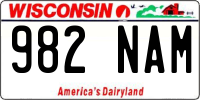 WI license plate 982NAM