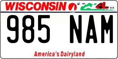 WI license plate 985NAM
