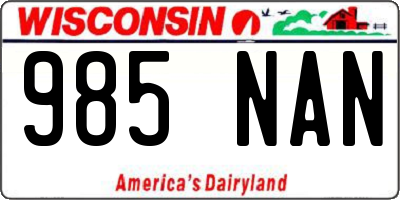WI license plate 985NAN