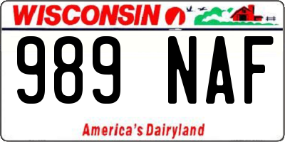 WI license plate 989NAF