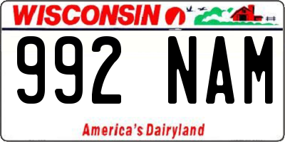 WI license plate 992NAM