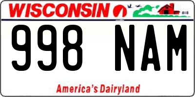 WI license plate 998NAM