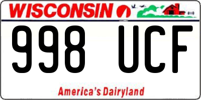 WI license plate 998UCF