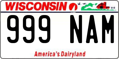 WI license plate 999NAM