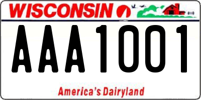 WI license plate AAA1001