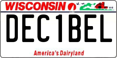 WI license plate DEC1BEL