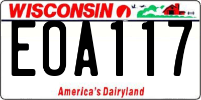 WI license plate EOA117
