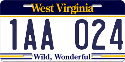 WV license plate 1AA024