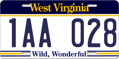 WV license plate 1AA028