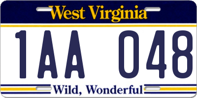 WV license plate 1AA048