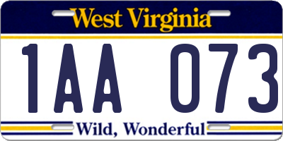 WV license plate 1AA073