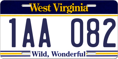 WV license plate 1AA082