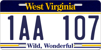 WV license plate 1AA107