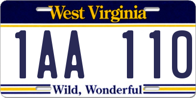 WV license plate 1AA110