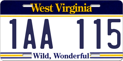 WV license plate 1AA115