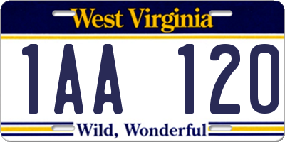 WV license plate 1AA120