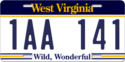 WV license plate 1AA141