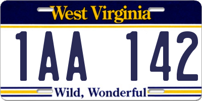 WV license plate 1AA142