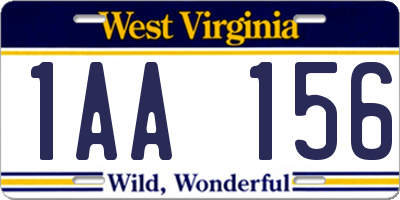 WV license plate 1AA156