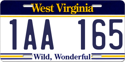 WV license plate 1AA165