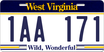 WV license plate 1AA171