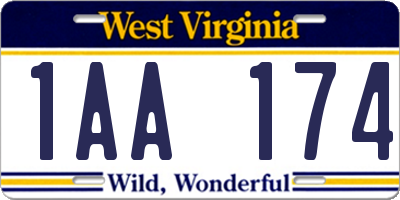 WV license plate 1AA174