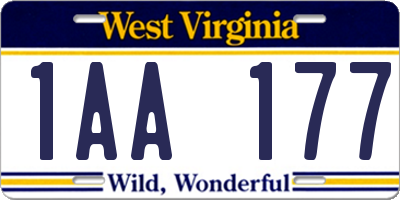 WV license plate 1AA177