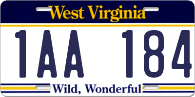 WV license plate 1AA184