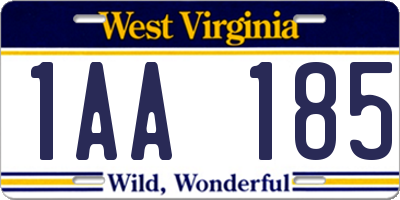 WV license plate 1AA185