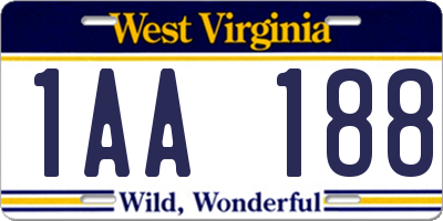 WV license plate 1AA188