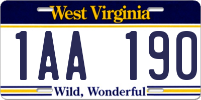 WV license plate 1AA190
