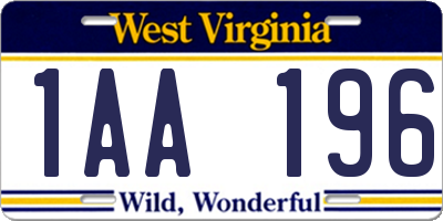 WV license plate 1AA196