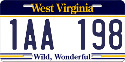 WV license plate 1AA198