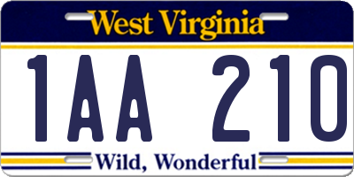 WV license plate 1AA210