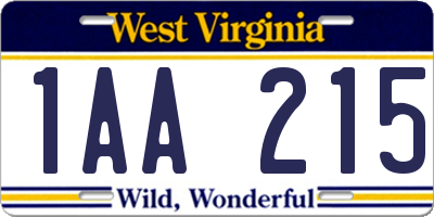 WV license plate 1AA215