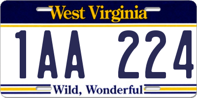 WV license plate 1AA224