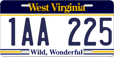 WV license plate 1AA225