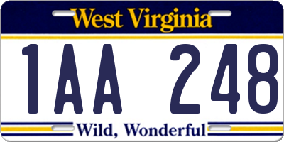 WV license plate 1AA248